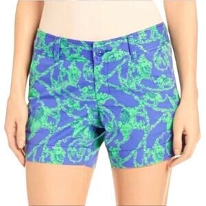 Lilly Pulitzer Blue Cotton Green Elephant Callahan Shorts